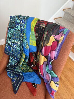 Vintage Silk Scarves Lot of 5 Multicolor [jb]